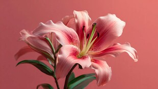 粉色优雅百合花特写