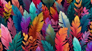 缤纷多彩羽毛状植物图案