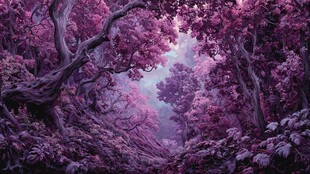 梦幻紫调森林奇幻景象
