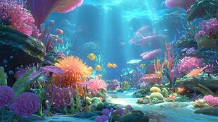 梦幻海底珊瑚礁奇幻景象