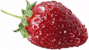 新鲜带水珠的诱人红草莓