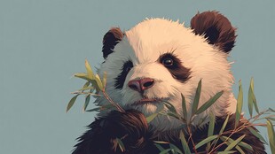 憨态熊猫嚼嫩竹