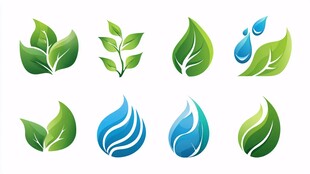 绿叶水滴环保标志集合