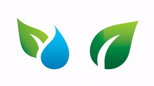 水滴绿叶环保图标设计