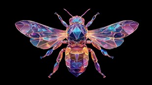 梦幻炫彩几何风蜜蜂图案