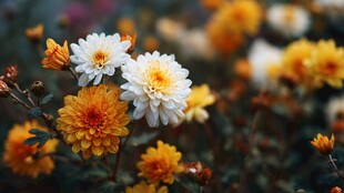 秋日多彩菊花绽放美景