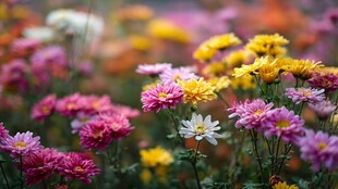 五彩斑斓的绚丽菊花花海