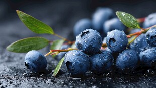 新鲜带露蓝莓 色泽诱人