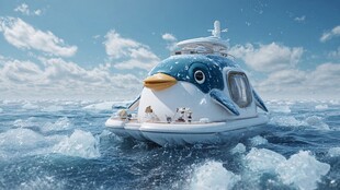 卡通萌趣海洋探险船