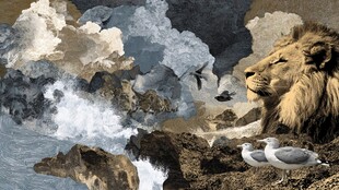 狮子与自然景观的奇幻融合