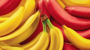 红黄香蕉堆叠的视觉盛宴