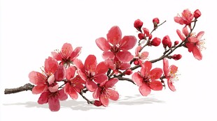 娇艳绽放的粉色花枝