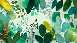 清新绿叶插画背景图案