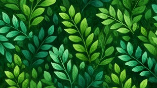 清新绿叶无缝背景图案