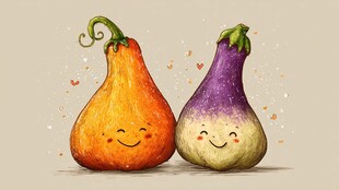 可爱南瓜茄子卡通形象