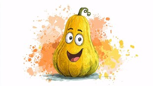 欢乐表情的卡通南瓜形象