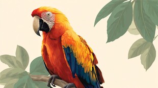 艳丽金刚鹦鹉栖于枝头