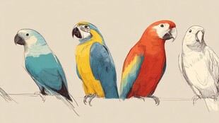 多彩鹦鹉排排站