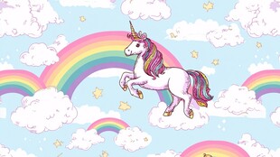梦幻独角兽在彩虹云端