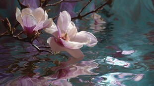 水中玉兰花绽放之美