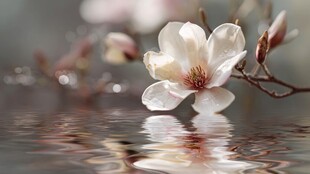 玉兰花倒影 唯美春日景象