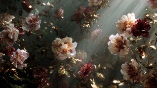 光影下绽放的绚烂花朵