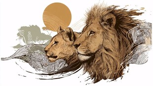 草原双狮 壮丽野性图景