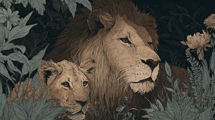 狮与幼崽的丛林静谧时刻