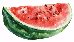 水彩绘西瓜切片