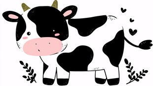 可爱卡通小牛插画