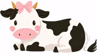 可爱蝴蝶结奶牛卡通形象