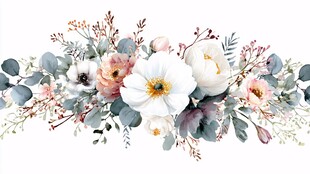 浪漫水彩花卉装饰画