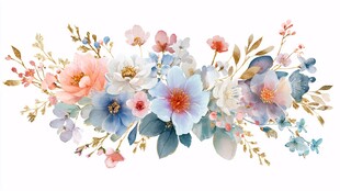 浪漫花卉组合插画