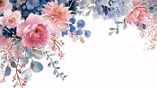 梦幻粉蓝花卉装饰图案