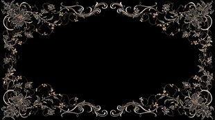 黑色背景华丽花卉边框