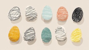 手绘多彩复活节彩蛋图案
