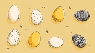 手绘多彩鸡蛋插画展示