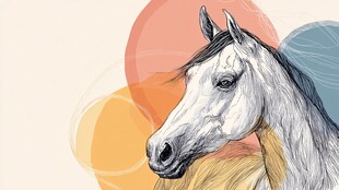 白马侧影 多彩背景绘就