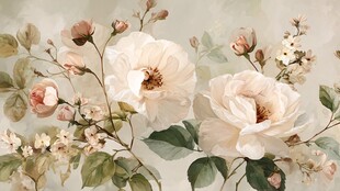 淡雅花卉手绘背景图