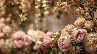 浪漫粉色系花卉装饰场景