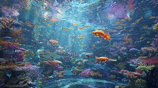 梦幻海底世界的多彩鱼群