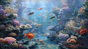 梦幻海底世界的多彩景观