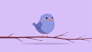 蓝小鸟栖于细枝上