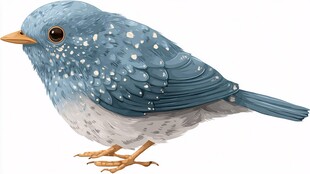 蓝色斑点小鸟插画