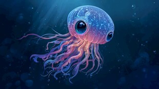 梦幻水母在深海中灵动飘逸