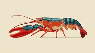 色彩绚丽的卡通大龙虾