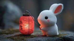 白兔提灯笼 氛围感满满