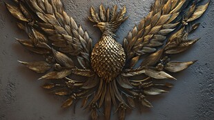金色凤凰金属装饰壁挂