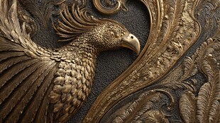金色凤凰浮雕艺术图案