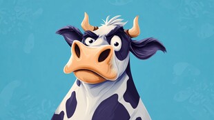 愤怒的卡通奶牛形象